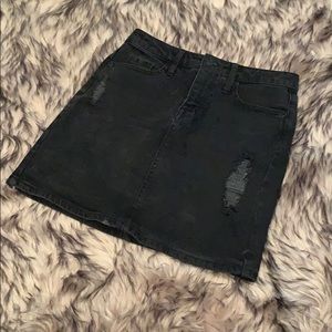 Distressed Denim Skirt